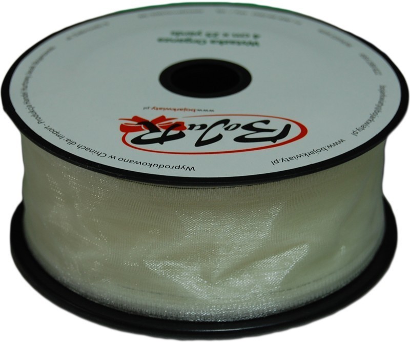 Organza wstążka - 4 cm x 25 m | 5003 - Ekri