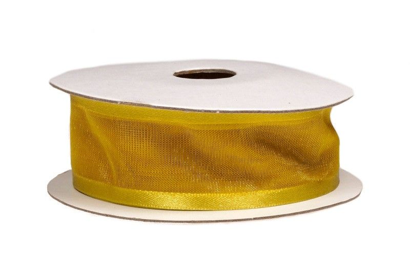 Wstążka z organzy 25 mm x 10 y - miodowa