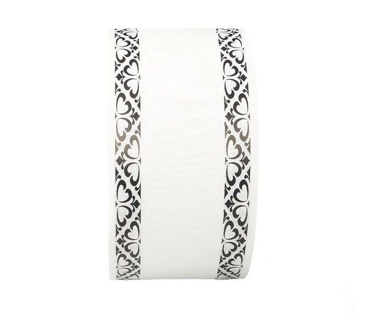 Taśma pogrzebowa 6 cm x 45 m - biała ze wzorem