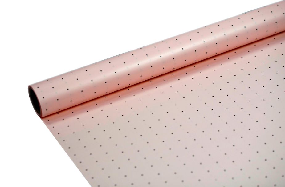 FOLIA SATYNOWA KROPKI LT PINK B02