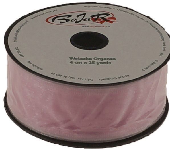Organza wstążka - 4 cm x 25 m | 5019 - Różowy matowy