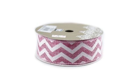 Wstążka jutowa zygzak- różowa