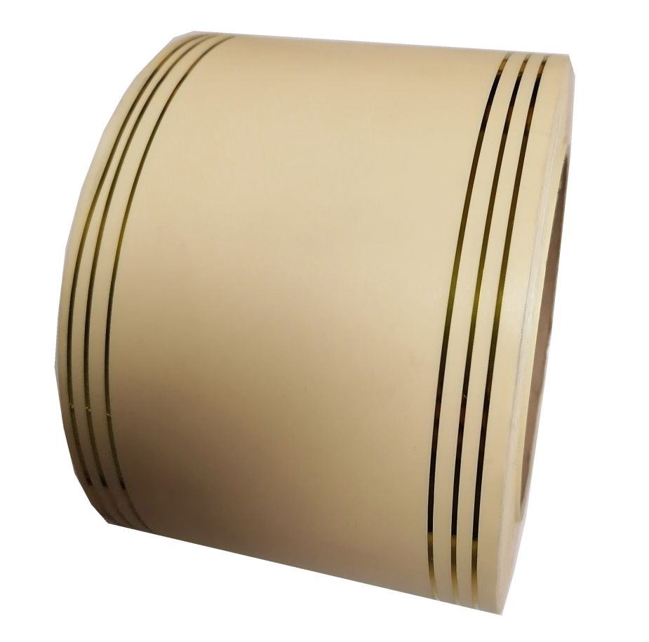 Szarfa pogrzebowa 8cm x 50y kremowa, złoty pasek