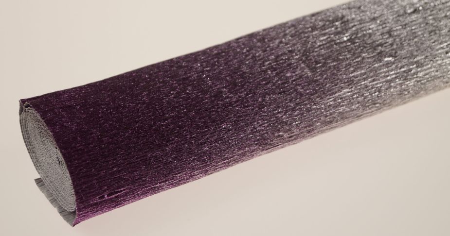 Krepa metalizowana cieniowana 50 cm x 250 cm - Fioletowa - srebrna