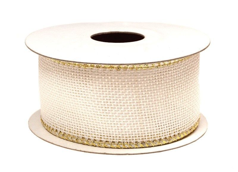 Wstążka jutowa 4 cm x 5 y - biała