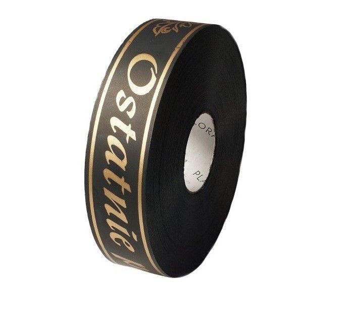 Taśma pogrzebowa 3 cm x 100 m - czarna ze złotym napisem