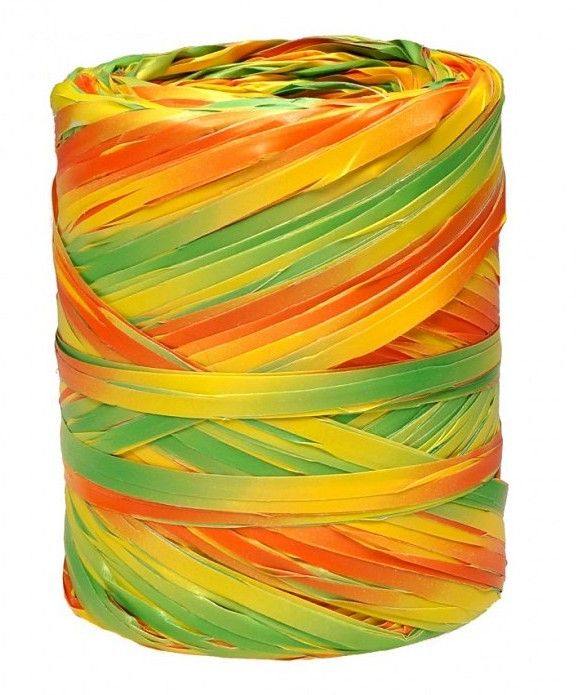 Rafia włoska - trójkolorowa żółto-zielono-pomarańczowa