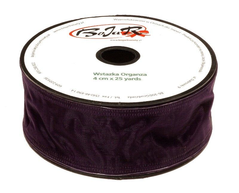 Organza wstążka - 4 cm x 25 m | 5120 - Śliwkowy