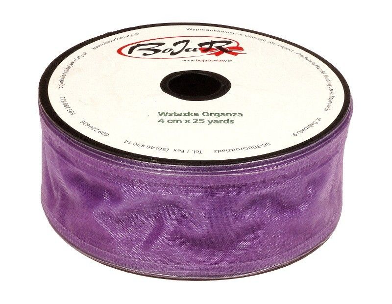 Organza wstążka - 4 cm x 25 m | 5030 - Fioletowy