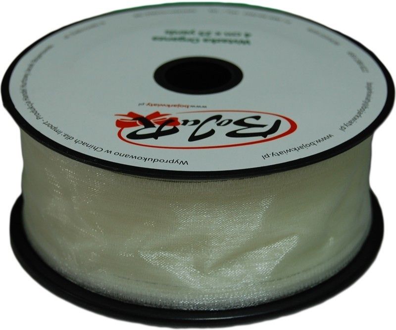 Organza wstążka - 4 cm x 25 m | 5003 - Ekri