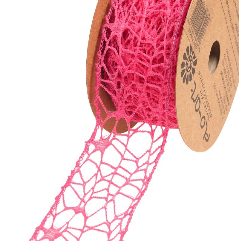 Wstążka koronkowa 5 cm x 9 m - amarantowa