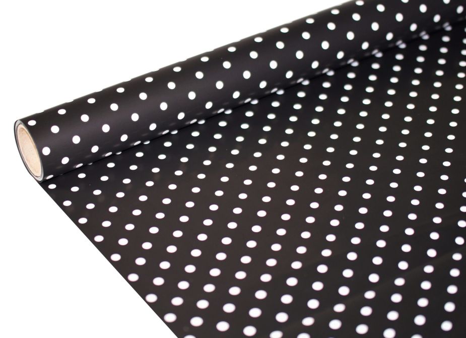 FOLIA SATYNOWA GROSZKI BLACK B20