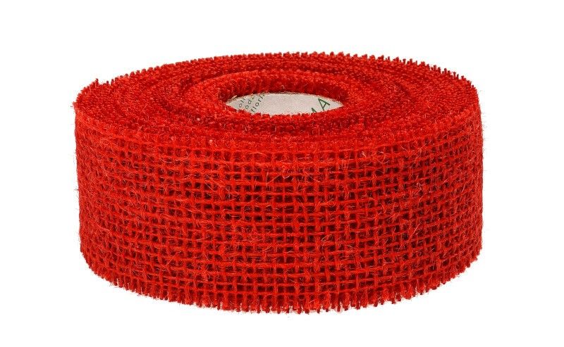 Wstążka jutowa 5 cm x 10 m -czerwona