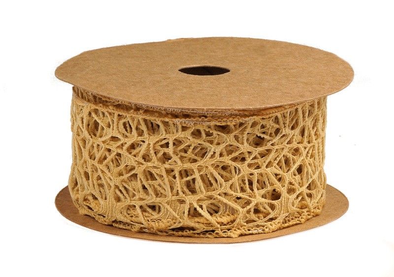 Wstążka koronkowa 5 cm x 9 m - brązowa