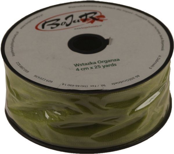 Organza wstążka - 4 cm x 25 m | 5078 - Oliwkowy