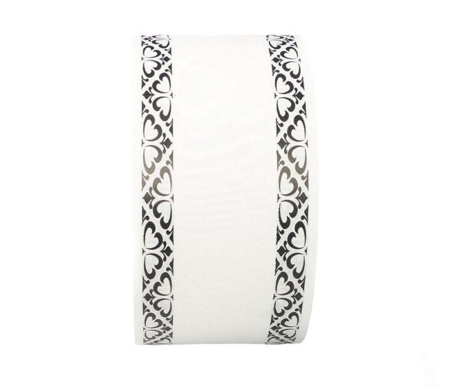 Taśma pogrzebowa 6 cm x 45 m - biała ze wzorem