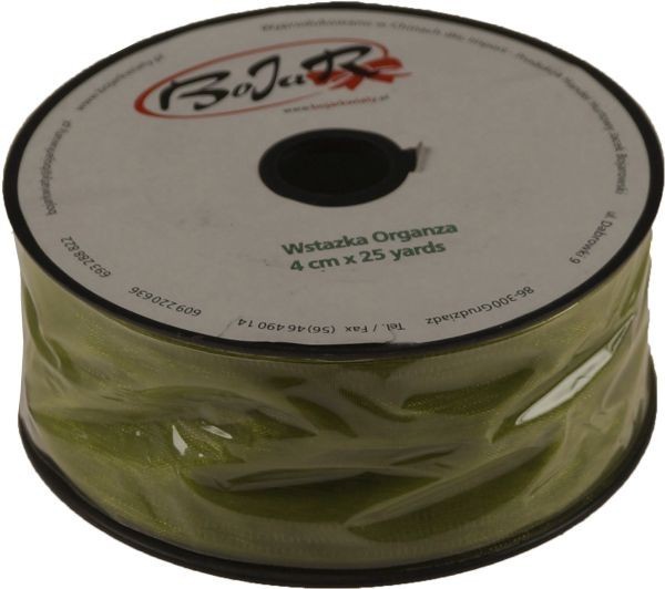 Organza wstążka - 4 cm x 25 m | 5078 - Oliwkowy