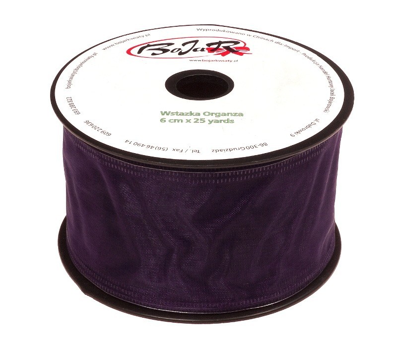 Organza wstążka - 6 cm x 25 m | 5120 - Śliwkowy