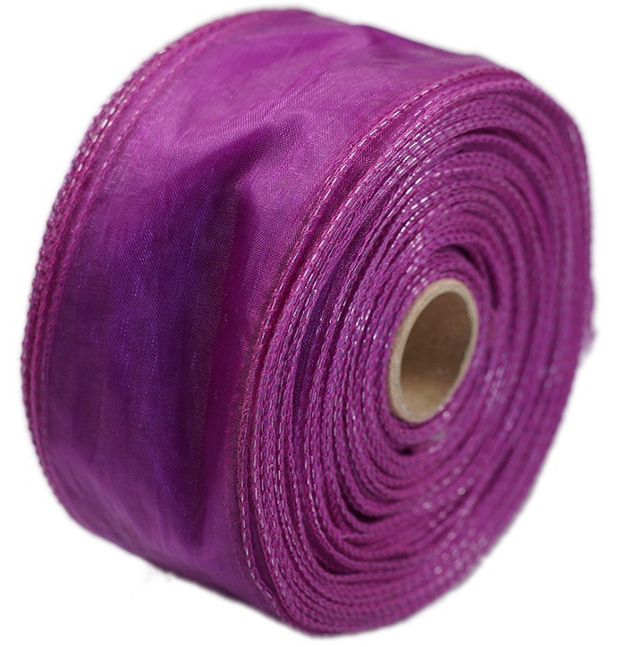 Organza wstążka - 6 cm x 25 m | Ciemny fiolet