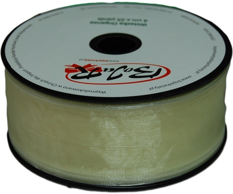 Organza wstążka - 4 cm x 25 m | 5004 - Kremowy