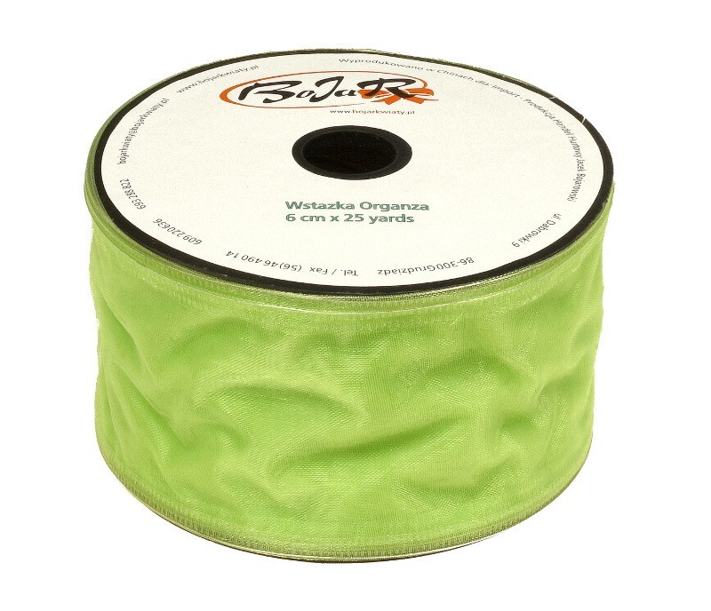 Organza wstążka - 6 cm x 25 m - zielony