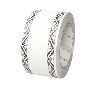 Taśma pogrzebowa 6 cm x 45 m - biała ze wzorem