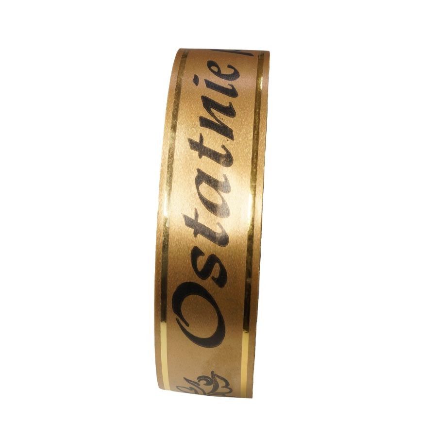 Taśma pogrzebowa 3 cm x 45 m - złota z czarnym napisem