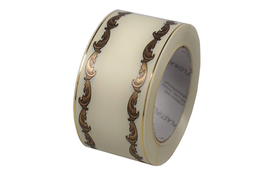 Taśma pogrzebowa kremowa ze złotym ornamentem -14