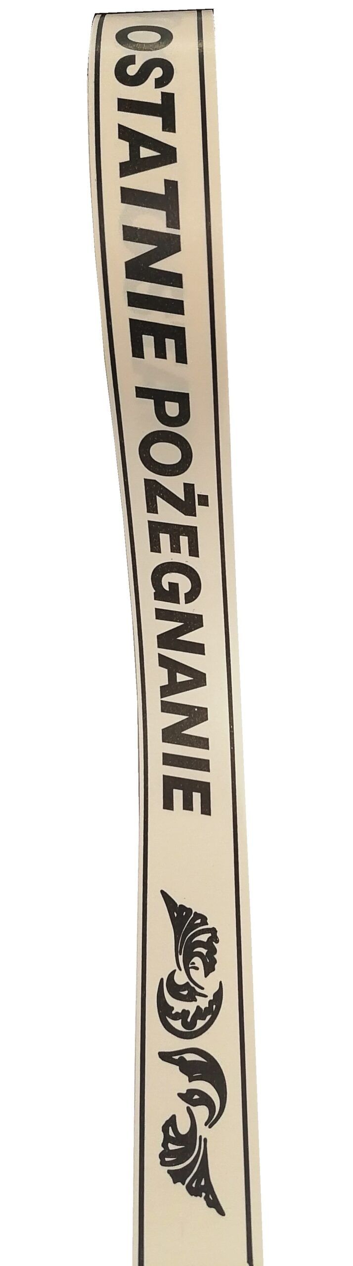 TAŚMA POGRZEBOWA 3CM X 100M KREMOWA, CZARNY, DRUKOWANY NAPIS