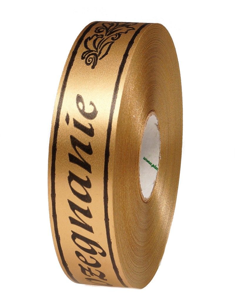 Taśma pogrzebowa 3 cm x 100 m - złota z czarnym napisem