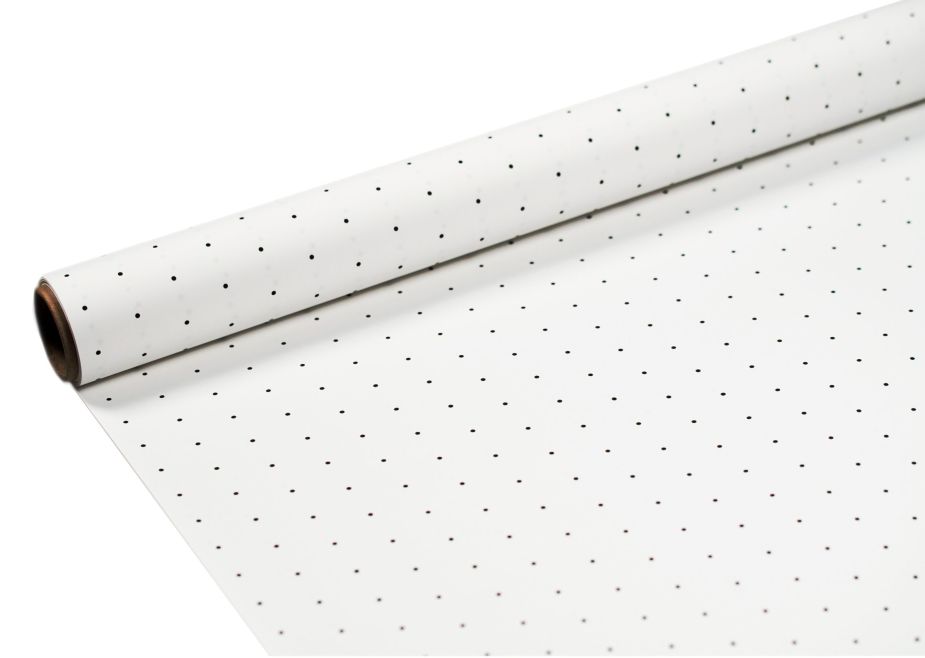 FOLIA SATYNOWA KROPKI WHITE B01