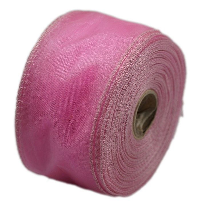 Organza wstążka - 6 cm x 25 m | Różowy