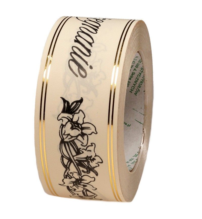 Taśma pogrzebowa 5 cm x 50 y - kremowa z czarnym napisem