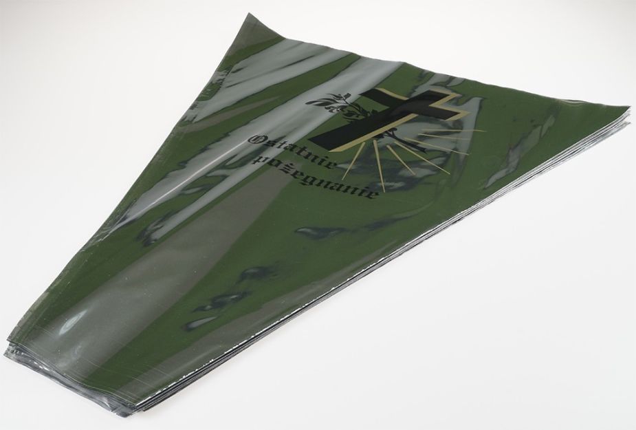 Rożek foliowy metalizowany pogrzebowy "7" - 12cm x 58cm x 74cm - 50 szt.