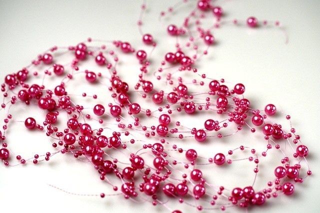 Korale ozdobne - 130 cm - Amarantowy - 5 szt./op.