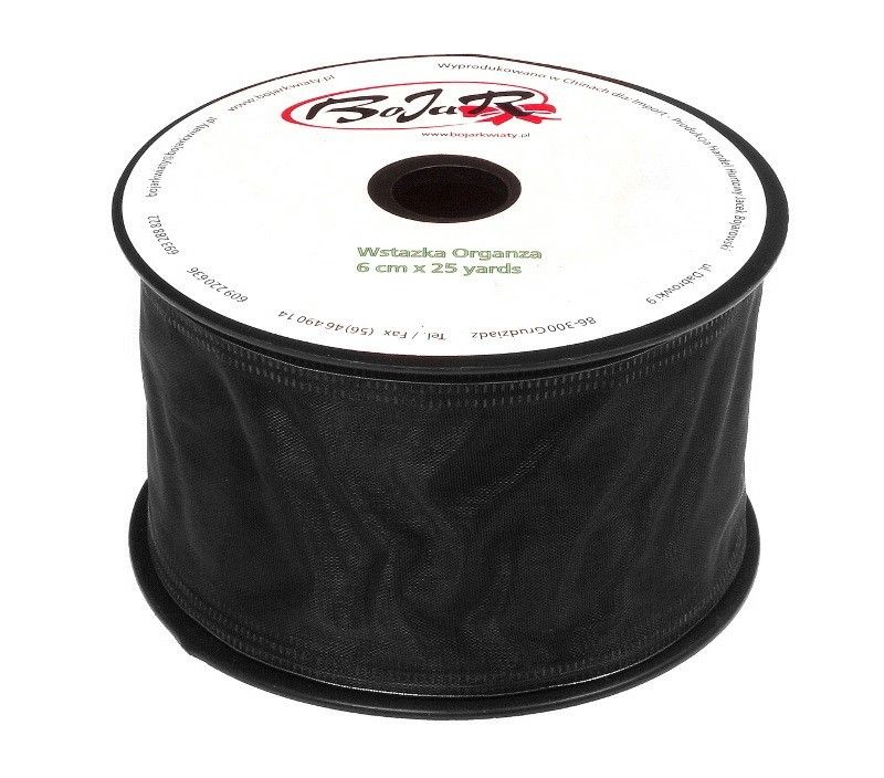 Organza wstążka - 6 cm x 25 m | 5151 - Czarny