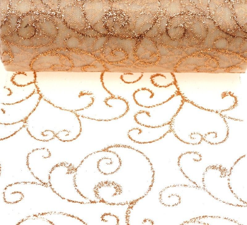 Organza świąteczna 10y x 12cm - brokatowa