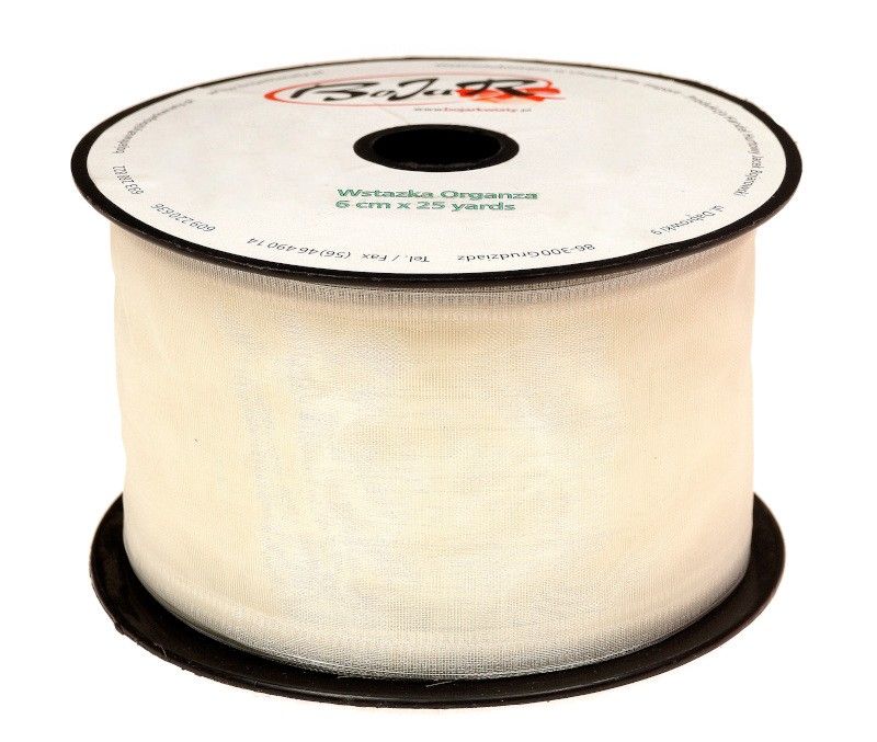 Organza wstążka - 6 cm x 25 m - ecrue