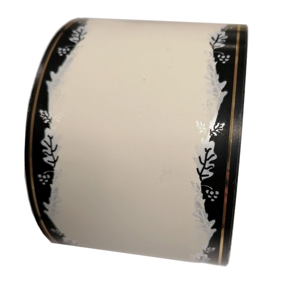 Szarfa pogrzebowa 8cm x 50y kremowo-czarna, złoty pasek