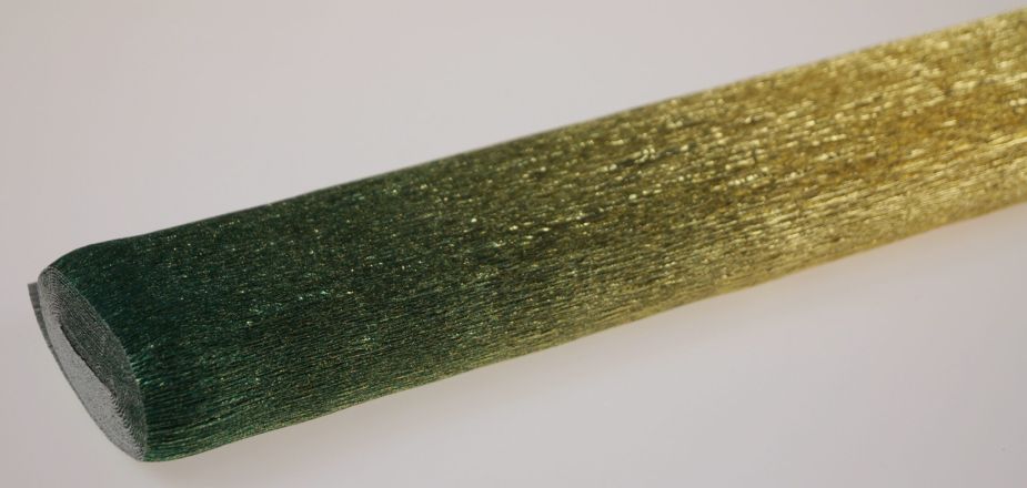 Krepa metalizowana cieniowana 50 cm x 250 cm - Zielono-złota