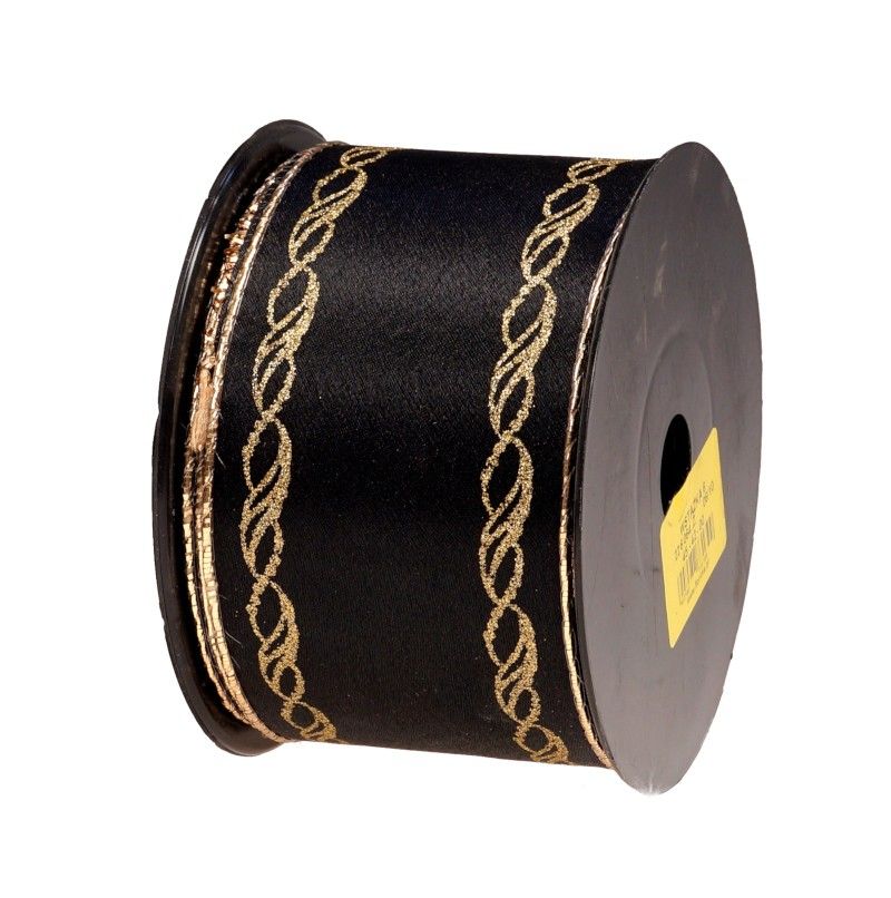 Taśma pogrzebowa materiałowa 6 cm x 10 m - czarno-złota