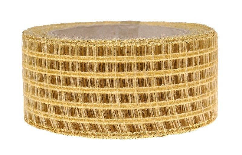 Wstążka kratka 5 cm x 10 m - kremowa