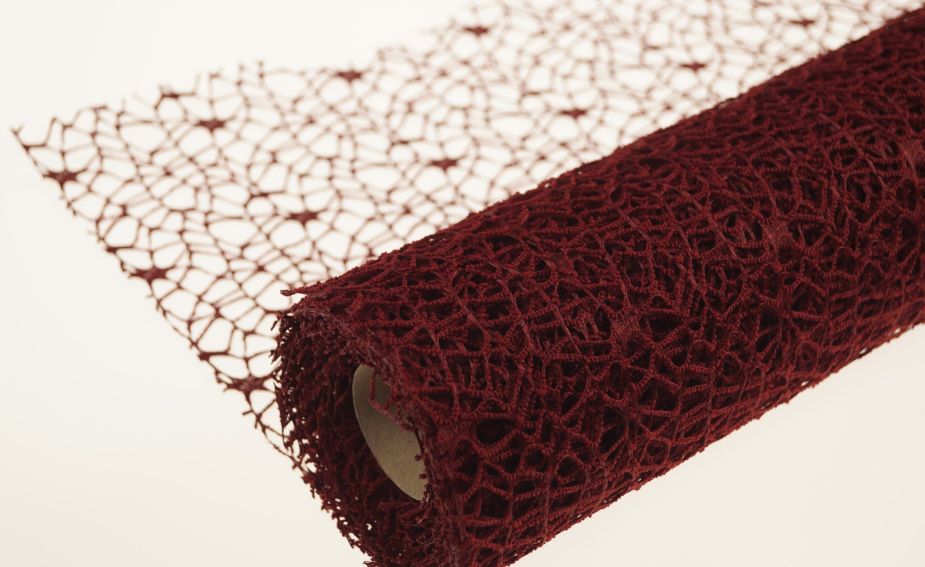 Siatka koronka plastikowa 48 cm x 5y - Bordowy