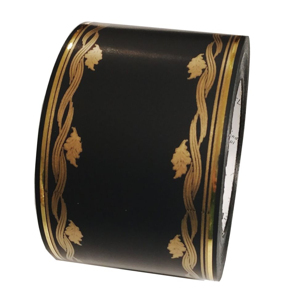 Szarfa pogrzebowa 8cmx50y czarna w złote wzory