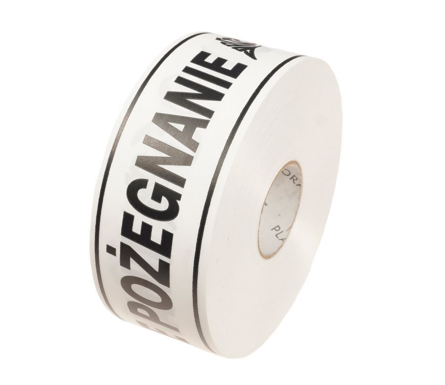 Taśma pogrzebowa 5 cm x 100 m - biała z czarnym napisem