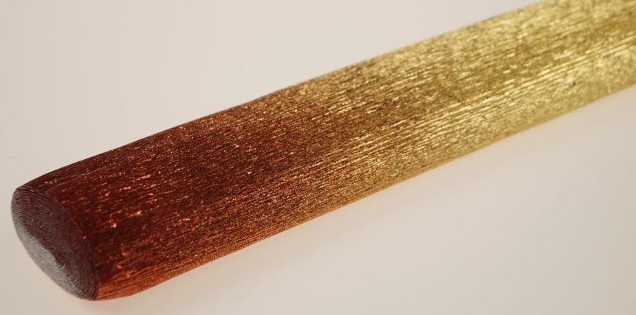 Krepa metalizowana cieniowana 50 cm x 250 cm - Czerwono - złota