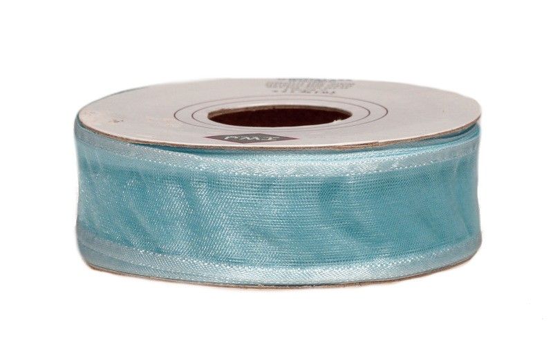 Wstążka z organzy 25 mm x 10 y - błękitna
