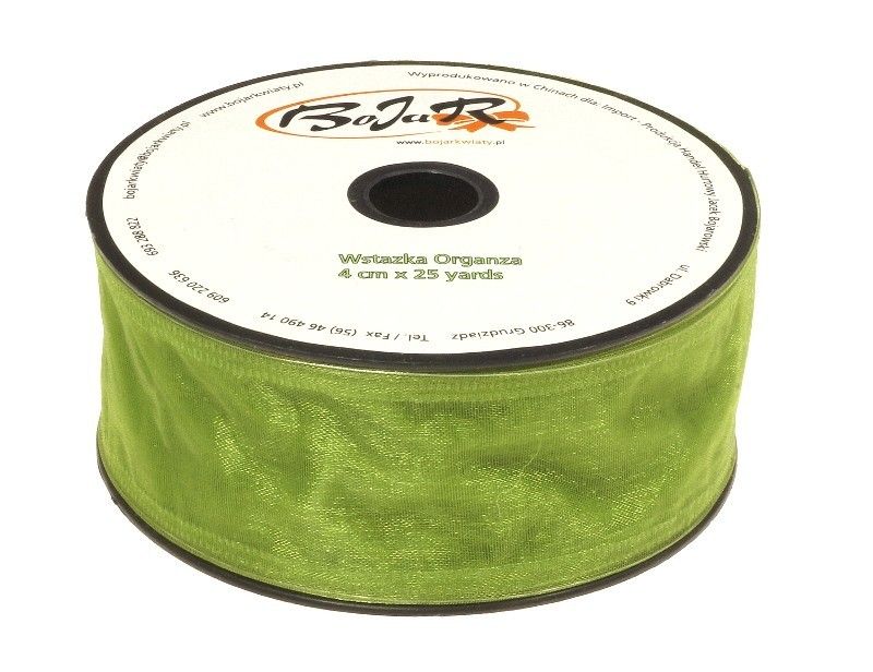 Organza wstążka - 4 cm x 25 m | 5072 - Zielony