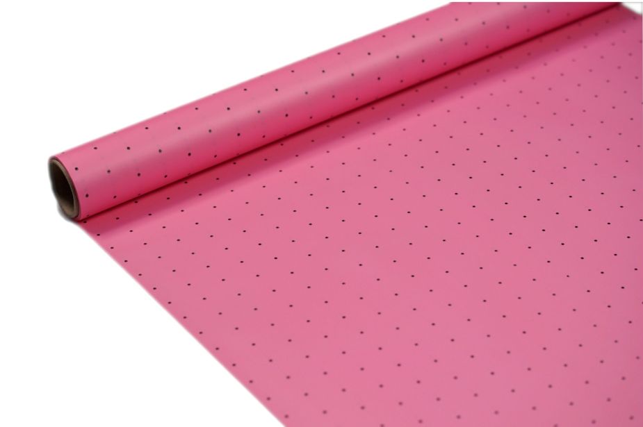 FOLIA SATYNOWA KROPKI BABY PINK B31