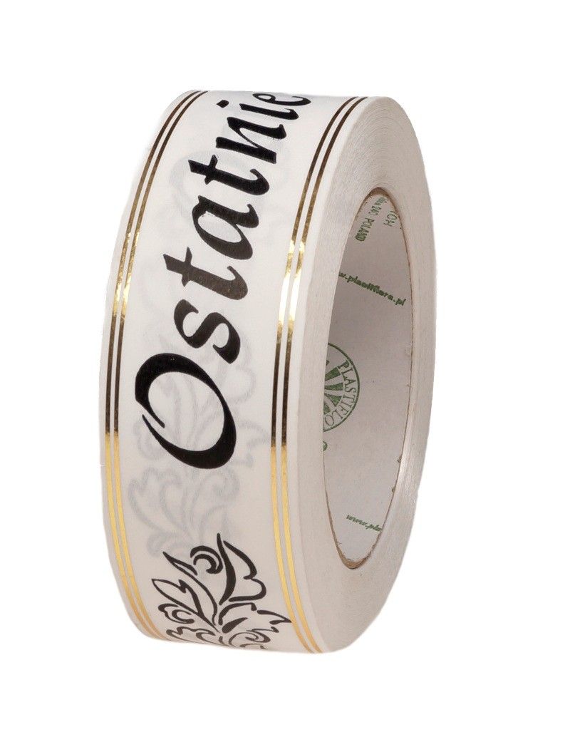 Taśma pogrzebowa 4 cm x 50 y - biała z czarnym napisem